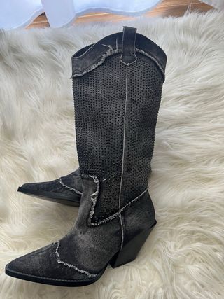 Botas Zara Cowboy Brillantes Desgastadas