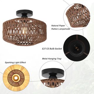 Lámpara Techo Ratán E27 30x22cm