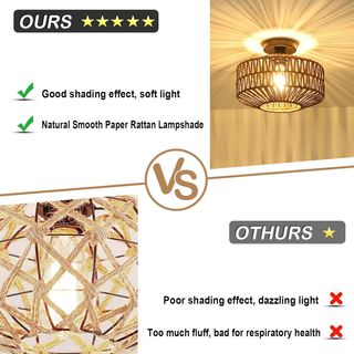 Lámpara Techo Ratán E27 30x22cm