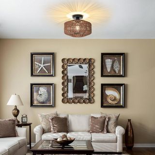 Lámpara Techo Ratán E27 30x22cm