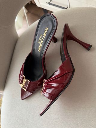 Chanclas Saint Laurent Mujer Rojo y Dorado