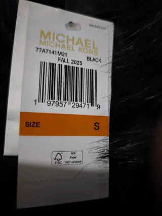 Abrigo Michael Kors Negro con Cuello Sintético