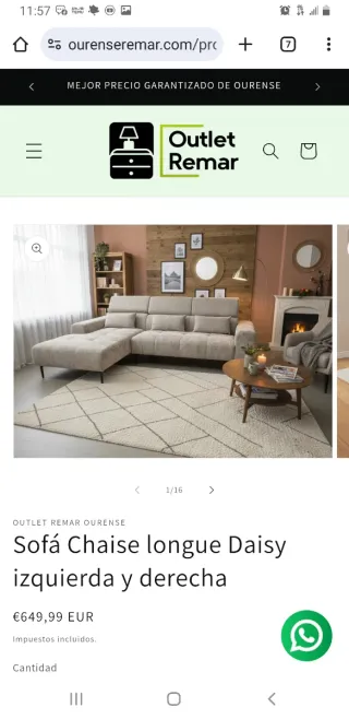 Sofá Chaise Longue Daisy Izquierda/Derecha