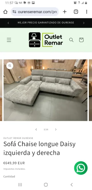 Sofá Chaise Longue Daisy Izquierda/Derecha