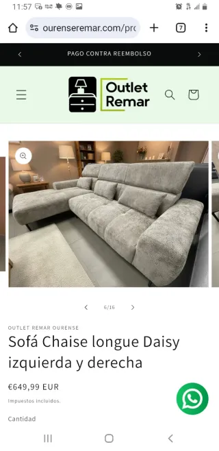 Sofá Chaise Longue Daisy Izquierda/Derecha