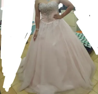 Vestido Fiesta 15 Años Rosa y Plateado