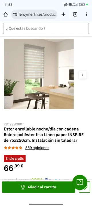 Estor Día y Noche Beige 75x250 del Leroy Merlín.