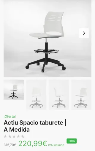 Taburete Actiu Spacio Giratorio Blanco