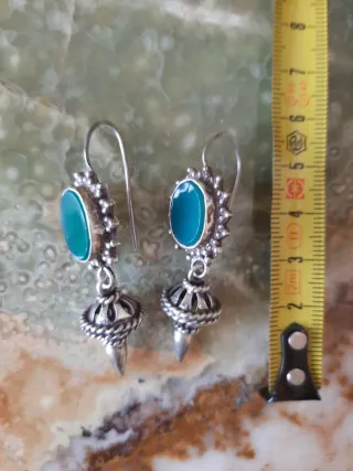 Orecchini pendenti argento 925 e pietra verde