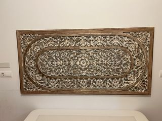 Cabecero cama 1,35 madera tallada