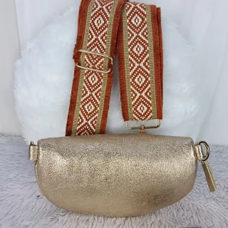 Borsa a spalla dorata con due cinture