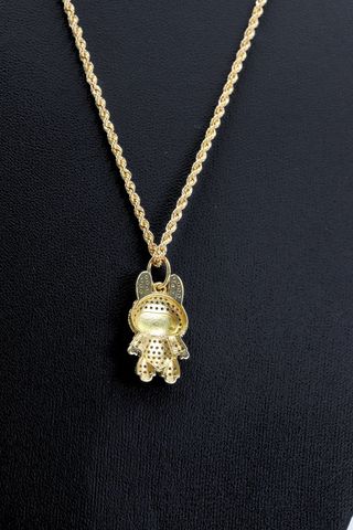 COLGANTE LABUBU CIRCONITAS AZUL. Oro 18k.