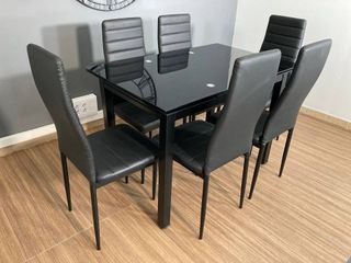Mesa de comedor extensible cristal negro + Envio