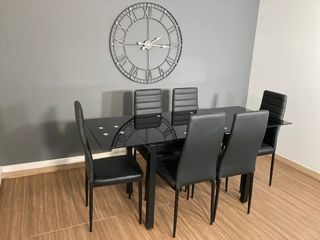 Mesa de comedor extensible cristal negro + Envio