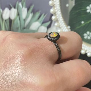 Anillo Plata Ópalo Blanco Natural