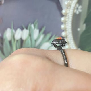 Anillo Plata Ópalo Blanco Natural