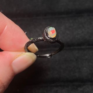 Anillo Plata Ópalo Blanco Natural