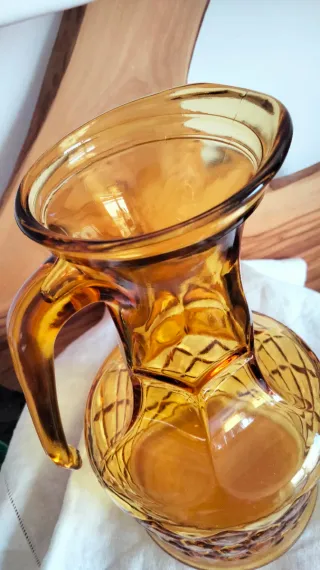Caraffa in vetro ambrato vintage anni 70
