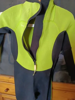 Traje de neopreno verde y negro, niño/niña de 1,2