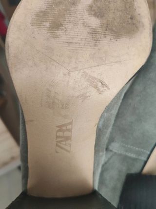 Botas botines Zara piel cuero auténtico ante caqui