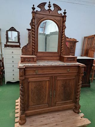 Aparador nordico antiguo madera y mármol