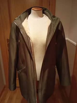 Abrigo Parka Mango Talla L Verde Oliva