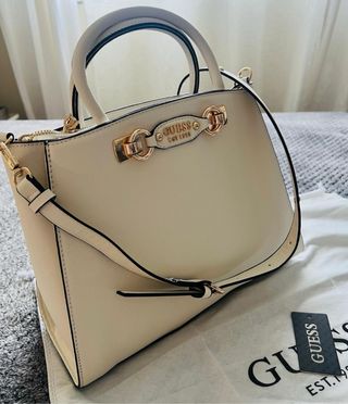 Bolso Tote Guess Blanco y Dorado