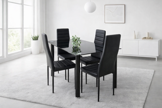 Mesa Cristal Templado Negra 4 Sillas Chollo