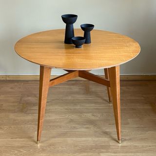 Mesa redonda vintage madera