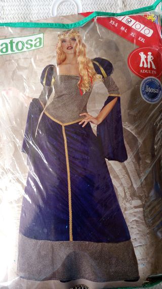 Disfraz Dama Medieval Azul Mujer M/L Nuevo