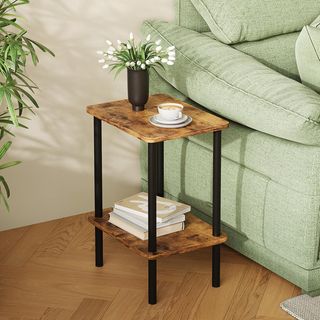 Mesa auxiliar 2 niveles madera y metal