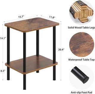 Mesa auxiliar 2 niveles madera y metal