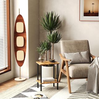 Mesa auxiliar 2 niveles madera y metal