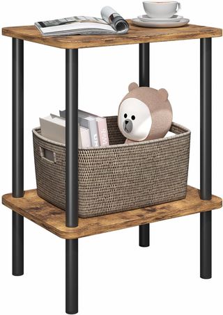 Mesa auxiliar 2 niveles madera y metal