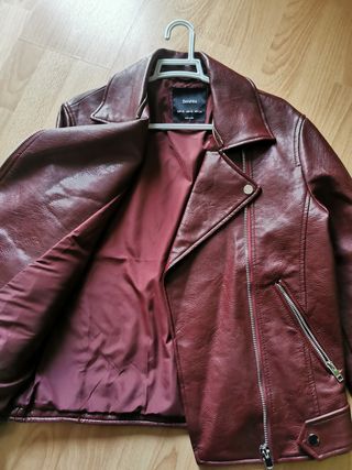 Cazadora Biker Bershka Mujer granate