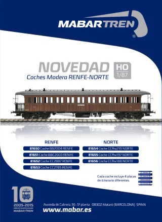 4 Coches Madera Mabar Renfe