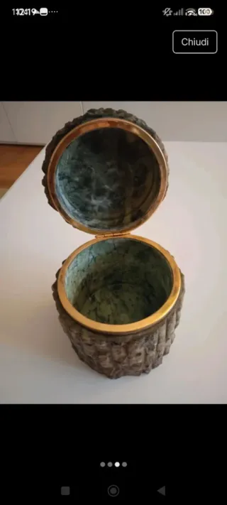 Scatolina marmo verde e metallo