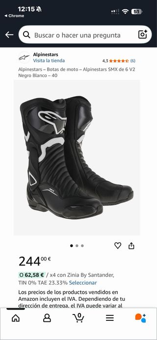 Botas Moto Alpinestars SMX-6 V2 Negras talla 43