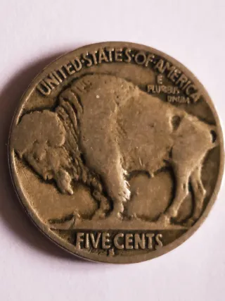 MONEDA FIVE CENTS.1928S.BUFALO.BUENA FECHA.