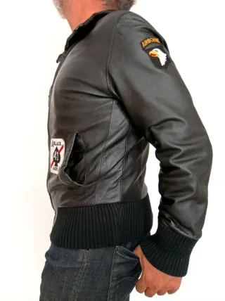 Bomber cuero auténtico con Parches S Medidas indic