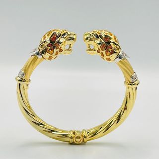 PULSERA RIGIDA 2 LEOPARDOS DE GRAZIELLA. Oro 18K