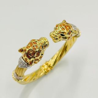 PULSERA RIGIDA 2 LEOPARDOS DE GRAZIELLA. Oro 18K