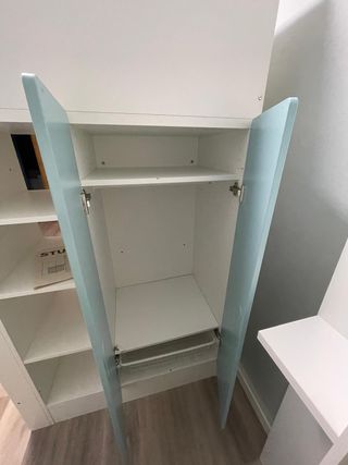 Litera alta Ikea blanca con balda y colchon