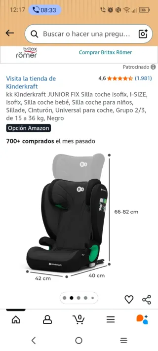 Silla coche Kinderkraft Junior Fix Isofix