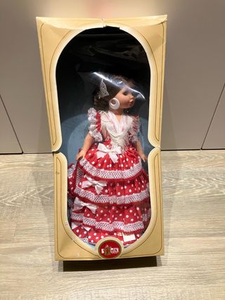 Muñeca Folk Española Vestido Rojo Lunares