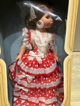 Muñeca Folk Española Vestido Rojo Lunares