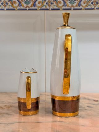 Juego Café Limoges Porcelana Oro Vintage