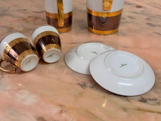 Juego Café Limoges Porcelana Oro Vintage