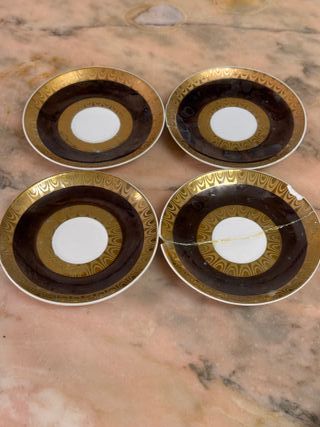 Juego Café Limoges Porcelana Oro Vintage