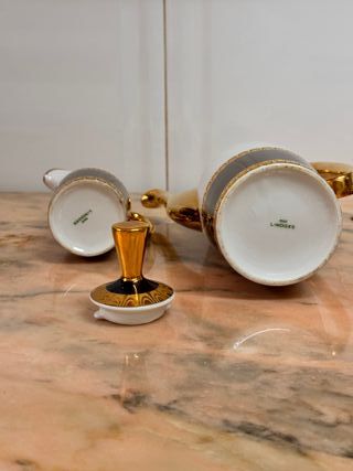 Juego Café Limoges Porcelana Oro Vintage